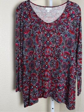 J. Jill Sz Small Petite Paisley Floral Tunic Top Lagenlook Layering Piece
